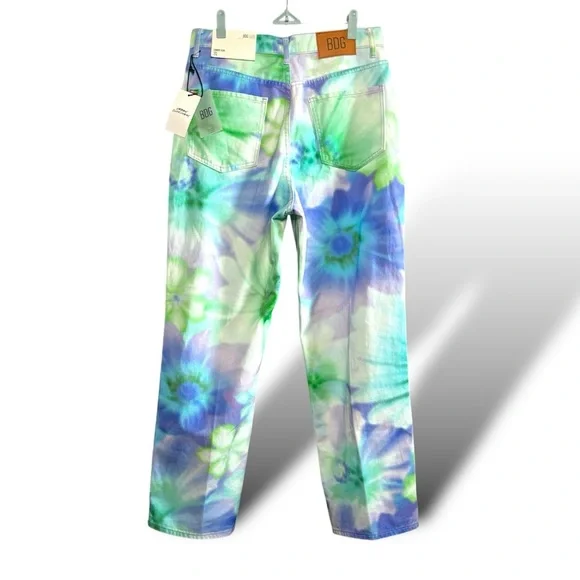 BDG by Urban Outfitters Cowboy Jeans Watercolor Floral Tie-Dye High Rise 31 - Picture 12 of 16